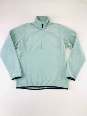 Helly Hansen Women Mint Green Polar Fleece Pullover Size M Half Zip Cozy Outdoor